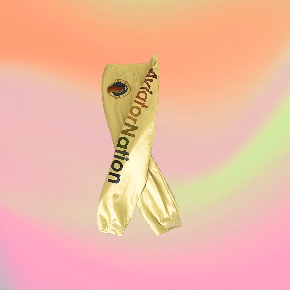 kids neon yellow aviator sweatpants ($35 dollars off)
